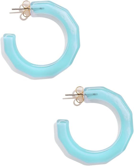 ZENZII Colorful Resin Acrylic Textured Flat Hoop Earring for Women Girls | Amazon (US)