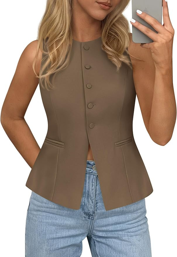 PRETTYGARDEN Womens Vests Top Trendy 2026 Spring Sleeveless Blazer Suit Summer Business Casual Wo... | Amazon (US)