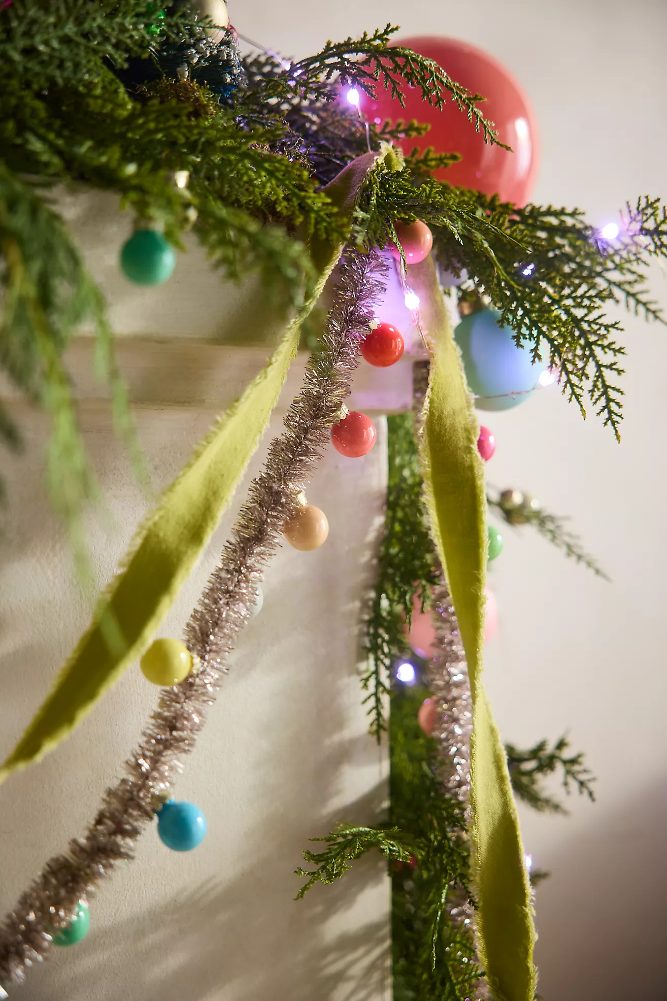Good Cheer Bauble Ornament Tinsel Garland | Anthropologie (US)