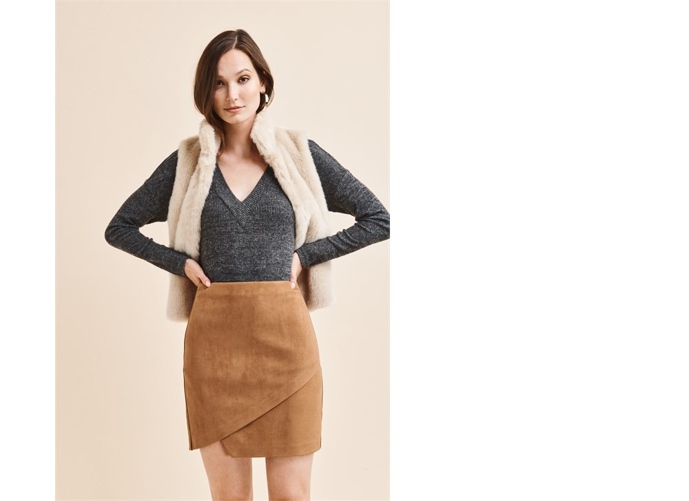 Dynamite  Mini Faux Suede Skirt PEBBLE STONE | Dynamite Clothing