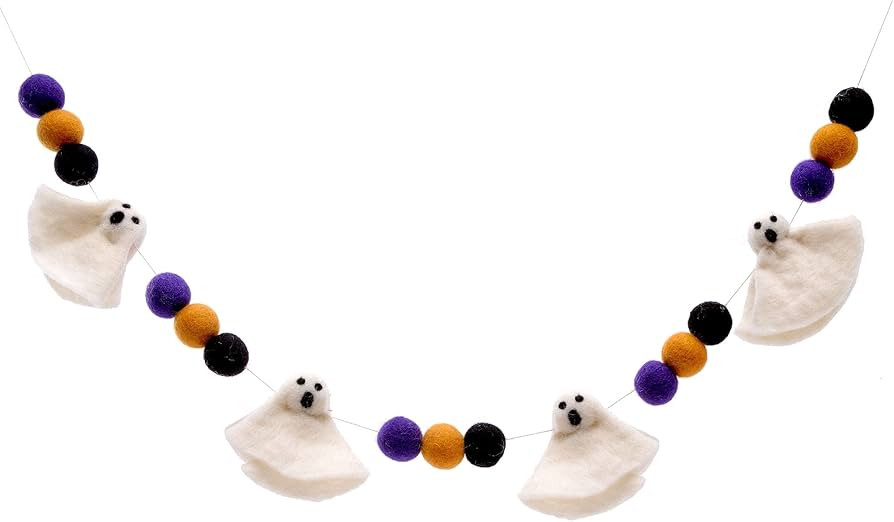 Glaciart One Felt Balls + Ghost Garland - Easy to Hang Halloween Party Banner Decoration - 100% N... | Amazon (US)