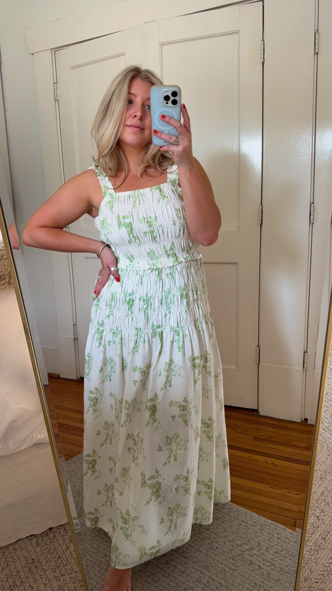 Green floral maxi dress On Sale for $28 (normally $40) - fits oversized. Wearing an xs! 

#LTKgrwm #LTKootd #LTKMidsize