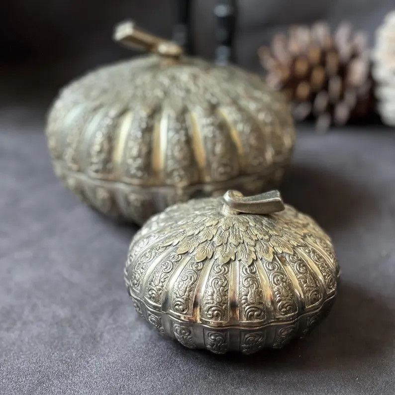 Vintage Pumpkin Picking! Choose Your Gourd Candy Dish - 1960s Heavy Silver Plated Trinket Box - O... | Etsy (Global)