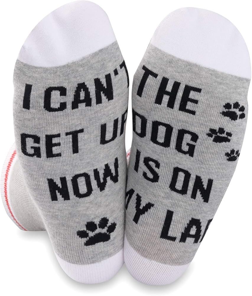 Dog Lover Gift Dog Mom Gift I Can’t Get Up Now The Dog Is On My Lap Novelty Socks for Dog Owner... | Amazon (CA)