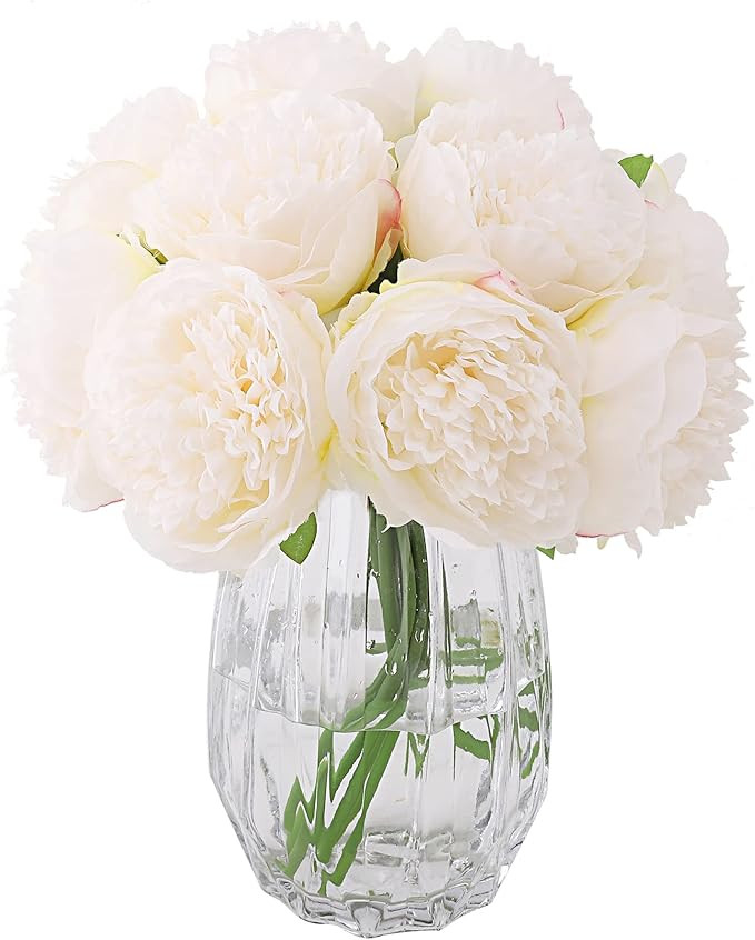 Decpro 2 Bunches Artificial Peonies, 10 Heads Silk Peony Fake Flower Bouquets for Wedding Home Of... | Amazon (US)