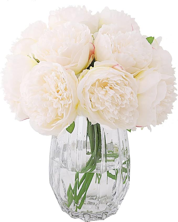 Decpro 2 Bunches Artificial Peonies, 10 Heads Silk Peony Fake Flower Bouquets for Wedding Home Of... | Amazon (US)