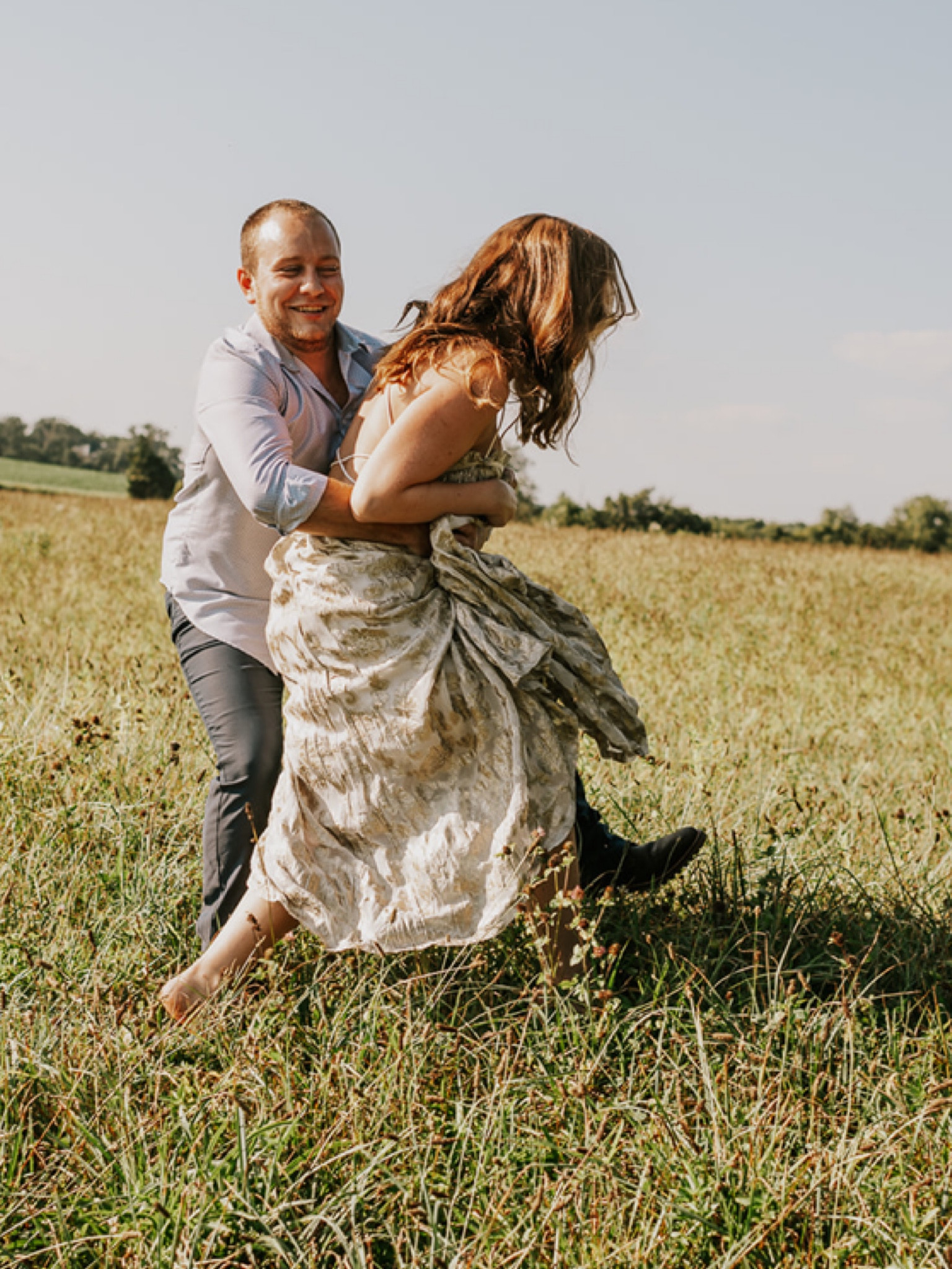 Golden engagement photo maxi dress white gown #engagement #goldenhour 

#LTKwedding #LTKU #LTKSeasonal