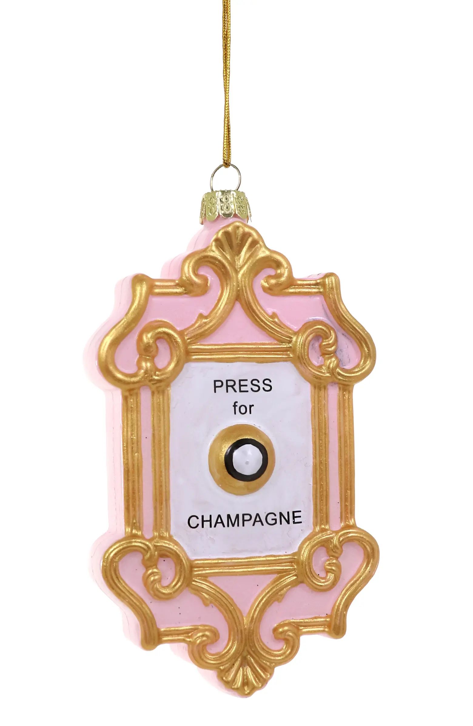 Champagne Button Glass Ornament | Nordstrom