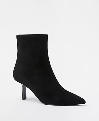 Ann Taylor Sculptural Heel Suede Booties | Ann Taylor (US)