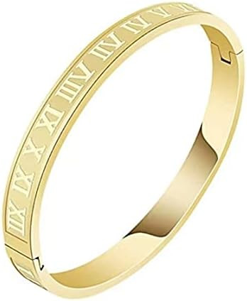 Gold Silver Plated Bracelets for Men Women Roman Numeral Bangle Bracelet Stainless Steel Personal... | Amazon (US)