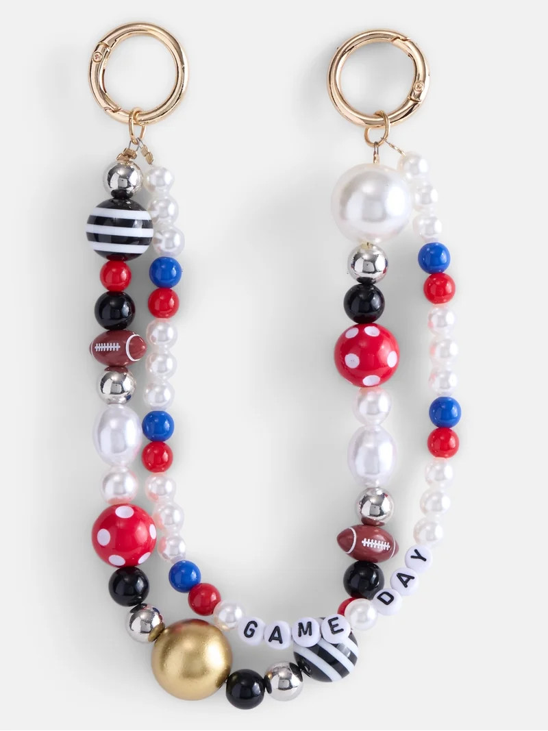 No Boundaries Women\u2019s Game Day Beaded Swag Charm, Red & Blue | Walmart (US)
