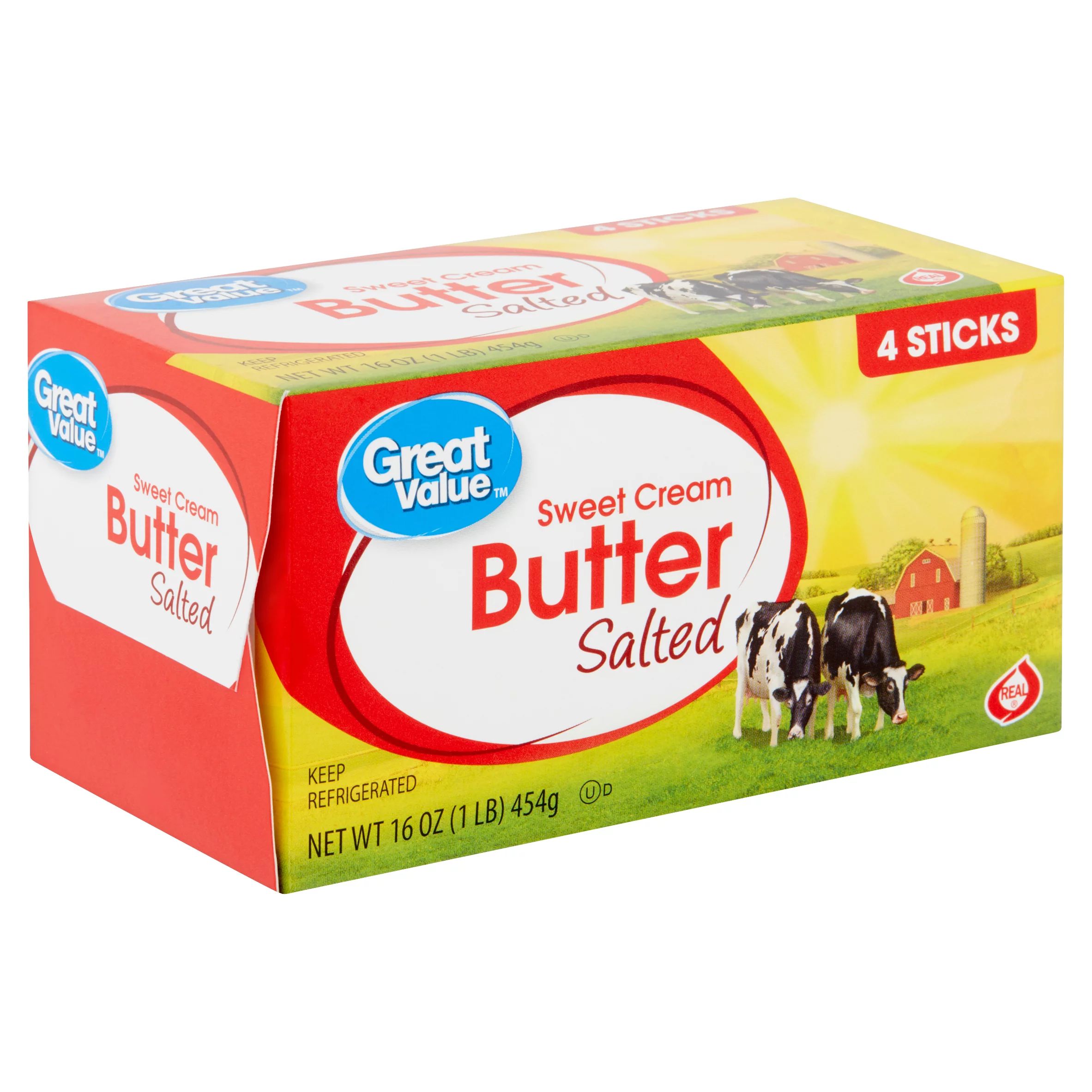 Great Value Sweet Cream Salted Butter, 4 count, 16 oz. | Walmart (US)