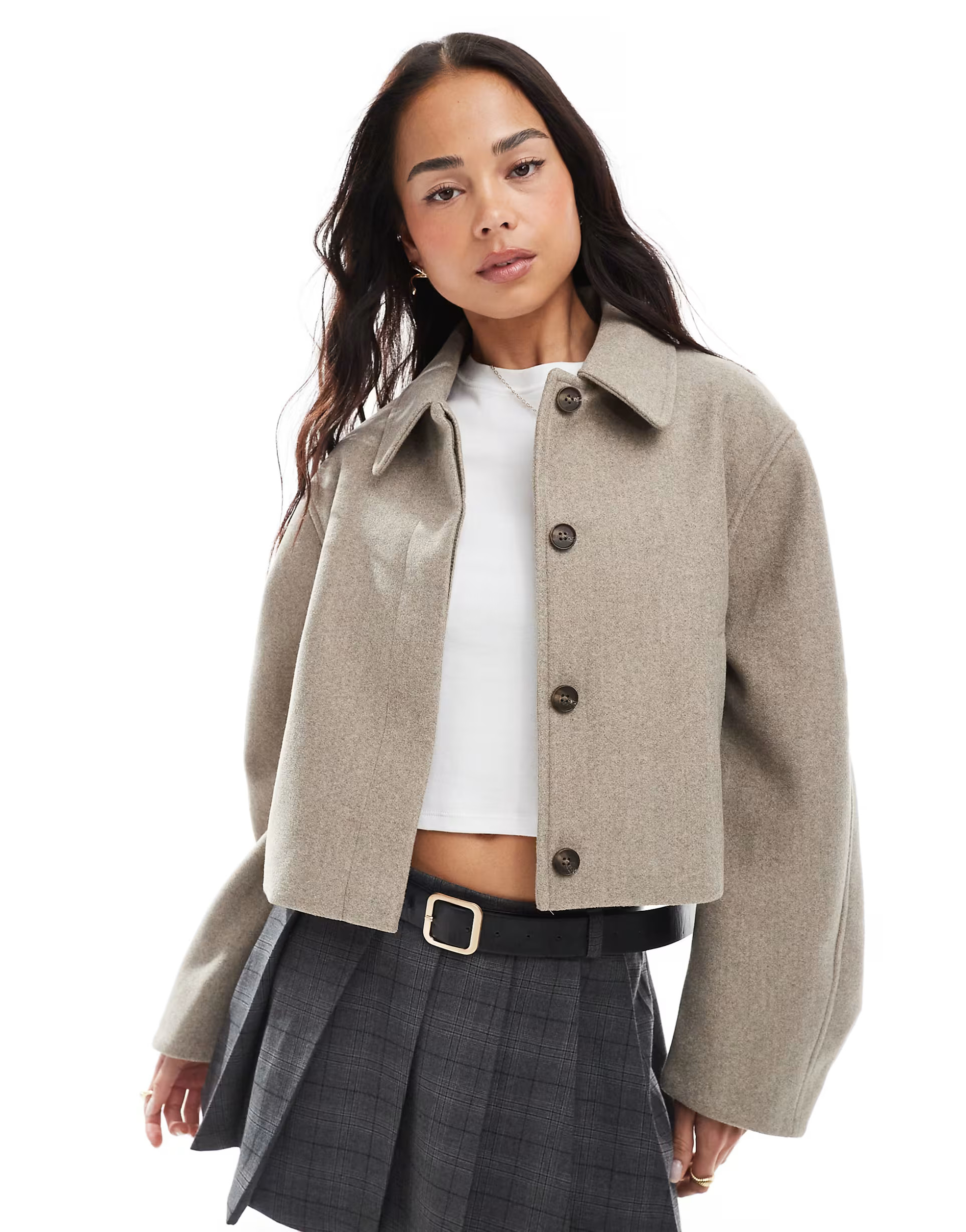 ASOS DESIGN top collar jacket in mushroom | ASOS (Global)