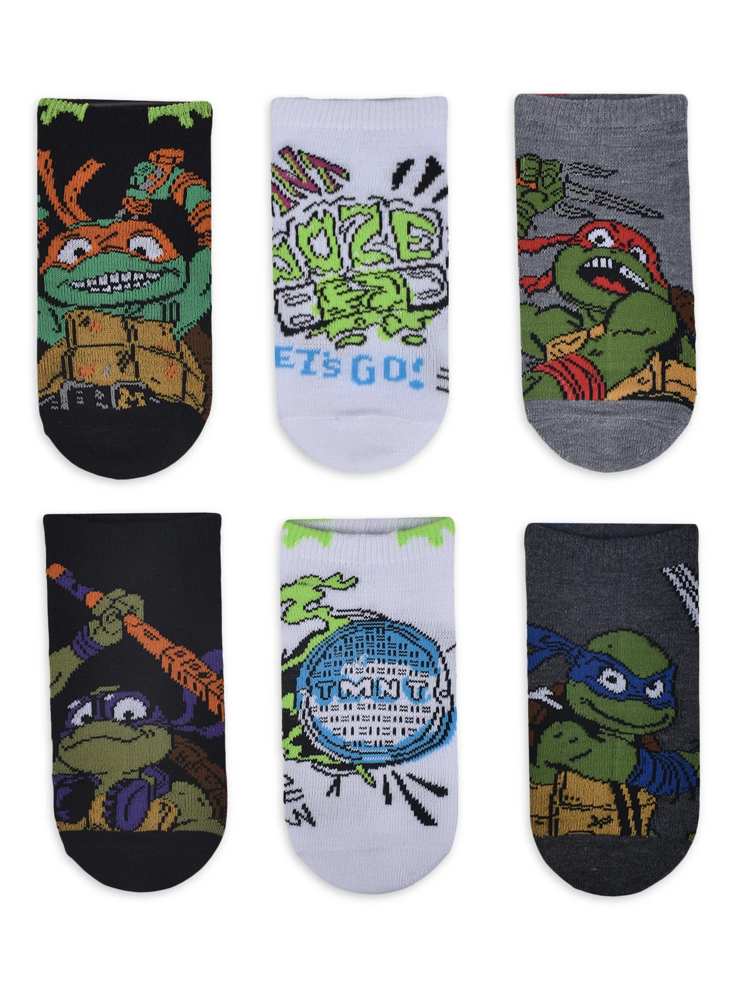 Teenage Mutant Ninja Turtles Socks, 6 Pack, No Show, Sizes S-L | Walmart (US)