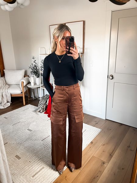 Satin trousers 🙌🏻 wowwweeee so good. 

I LOVE how effortlessly dressy this outfit looks. Wearing my true size xs! 💓

#LTKstyletip #LTKfindsunder100 #LTKfindsunder50