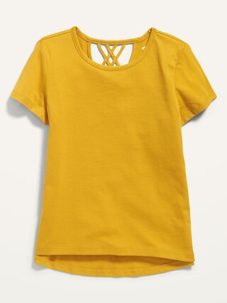 Softest Lattice-Back T-Shirt for Girls | Old Navy (US)