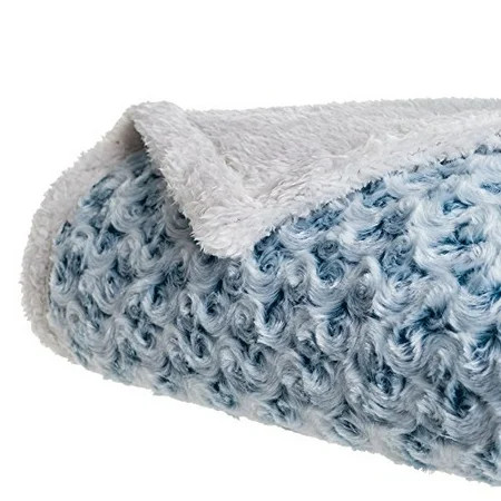 Lavish Home Plush Flower Fleece Sherpa Throw Blanket - Blue | Walmart (US)