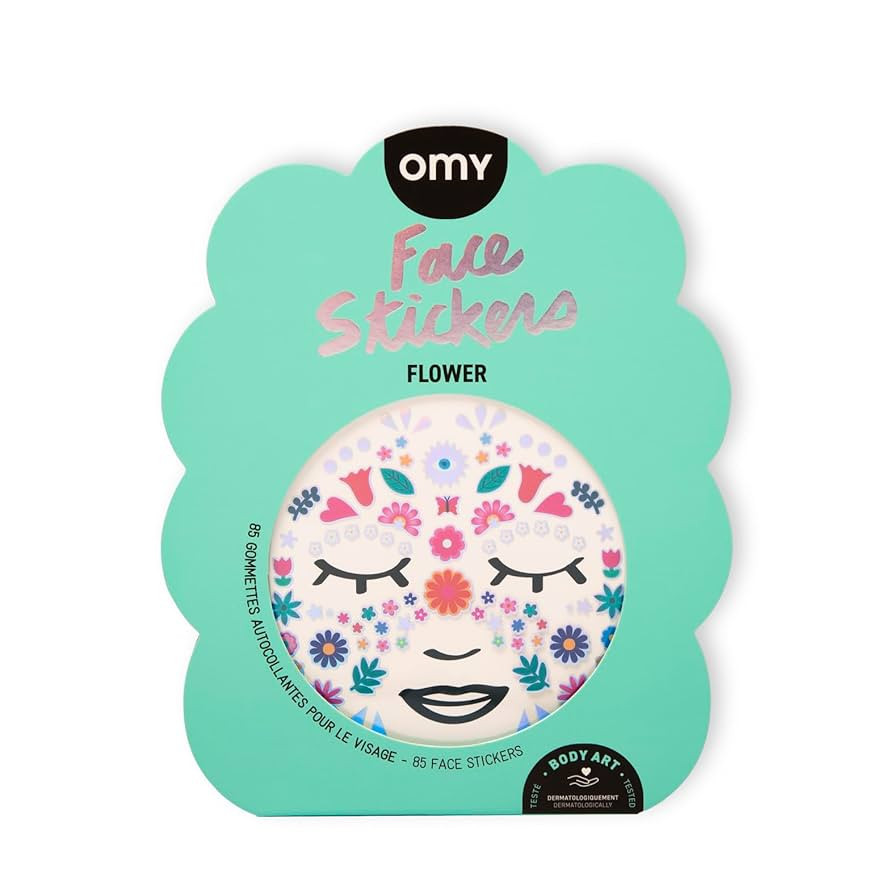 Omy Face Stickers – Flower | Express Your Style with 85 Fluorescent, Repositionable Stickers | ... | Amazon (US)