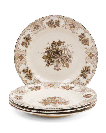 Set Of 4 Dinner Rose Pattern Dinner Plates | TJ Maxx