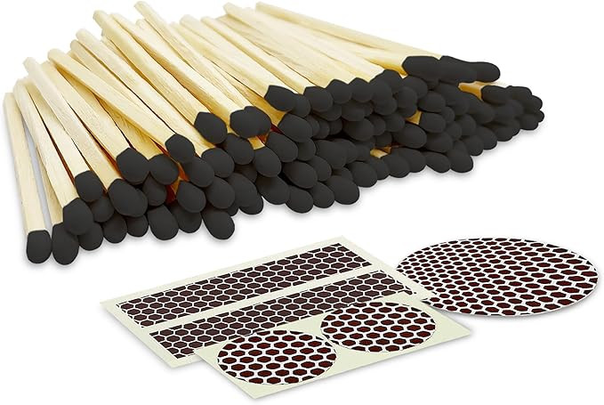 2" Artisan Black Tip Matches | 100 Bold Black Tip Safety Matchsticks with Strikers by Thankful Gr... | Amazon (US)