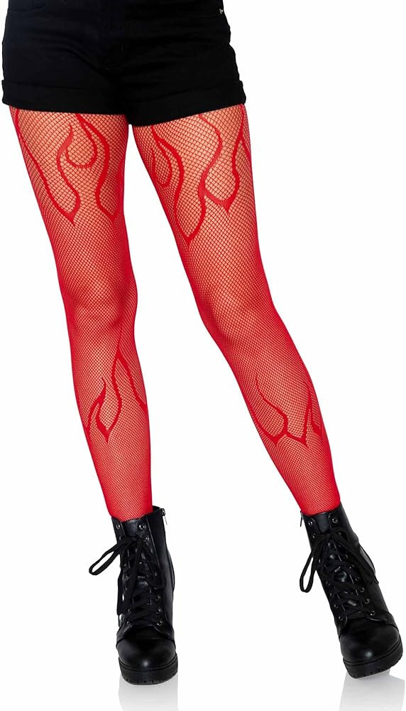 Leg Avenue Alt Fashion Flame Fishnet Tights for Women with Designs | Amazon (US)