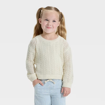 Toddler Girls' Lightweight Sweater - Cat & Jack™ Cream 2T | Target