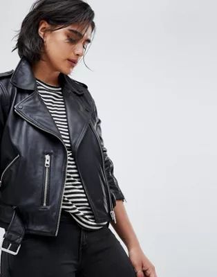 AllSaints leather balfern biker jacket | ASOS UK