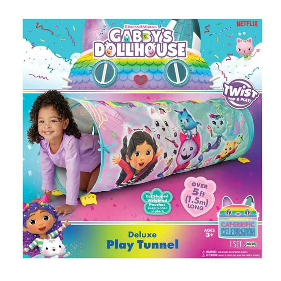 Gabbys Dollhouse Deluxe Tunnel Play Tent Twist Pop and Play 5 Feet Long | Walmart (US)