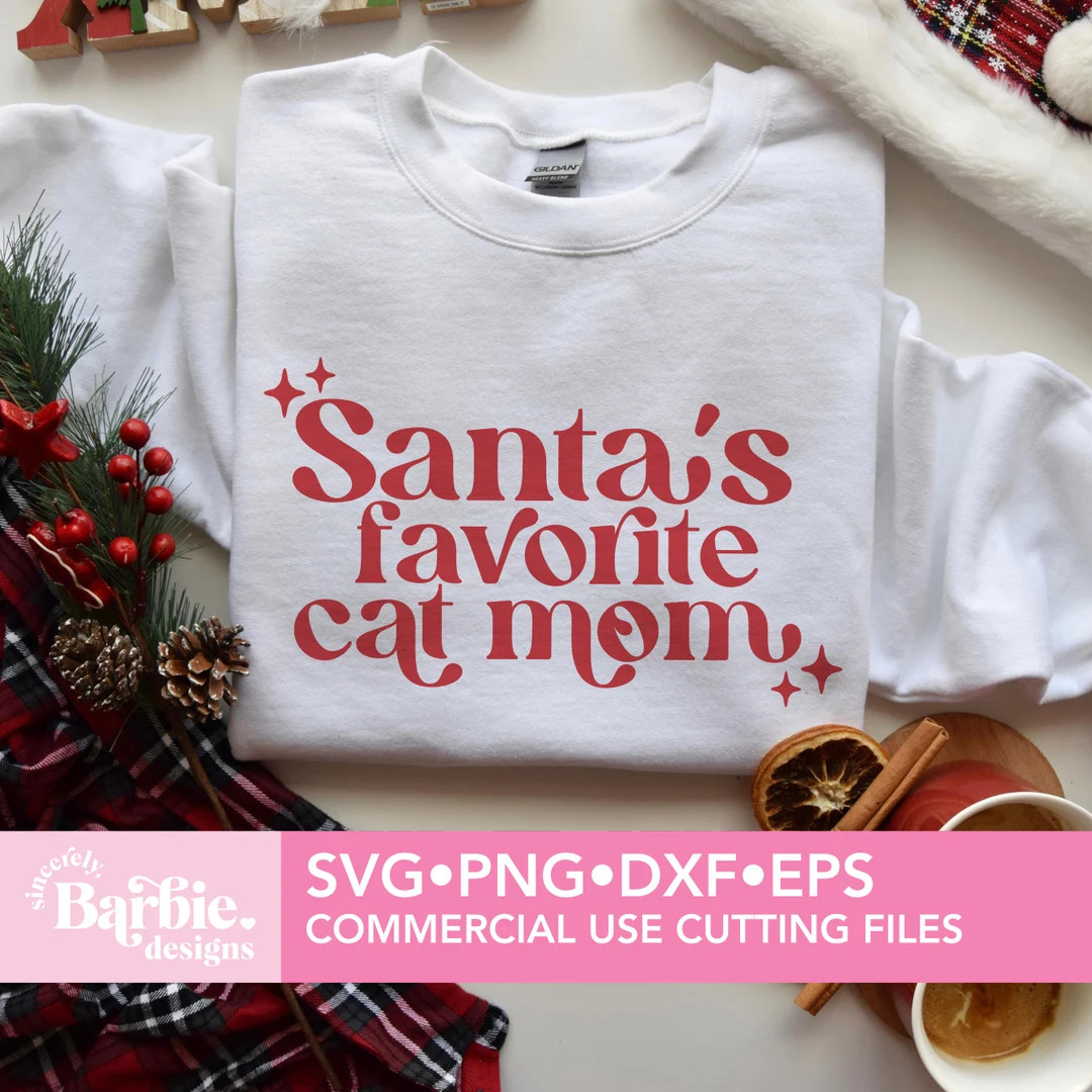 Santa's Favorite Cat Mom Svg Png Funny Christmas Svg - Etsy | Etsy (US)