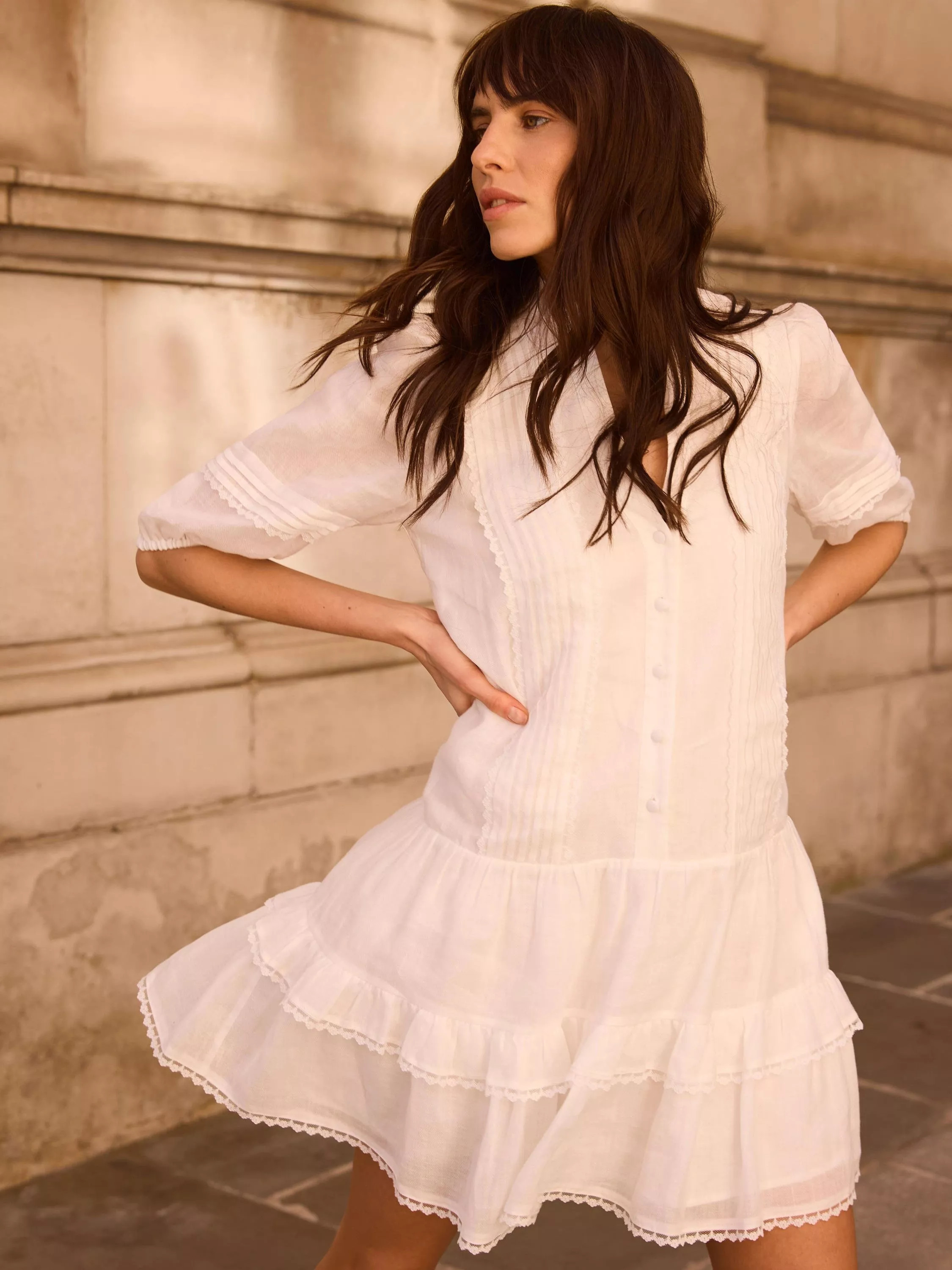 Mint Velvet Ramie Mini Dress, White Ivory | John Lewis (UK)