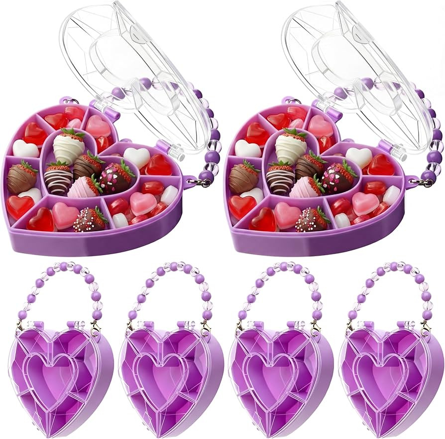 Cunno 6 Pack Valentines Day Containers Heart Shaped Food Containers Large Plastic Snack Box Food ... | Amazon (US)