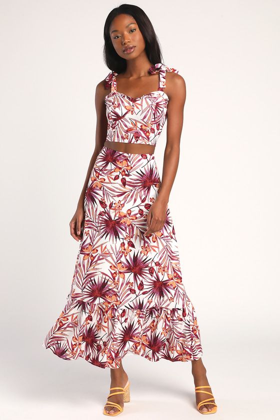 Island Experience White Tropical Print Maxi Skirt | Lulus (US)