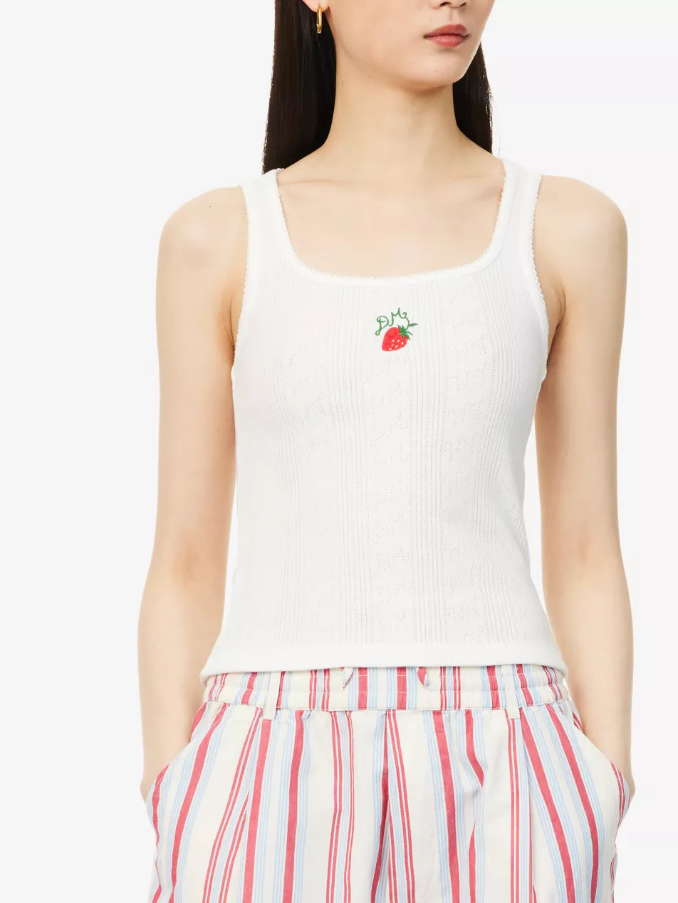 Cora Embroidered-Strawberry Cotton-Jersey Tank Top | Selfridges