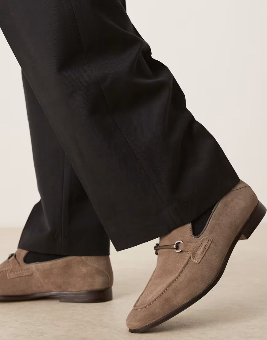 ASOS DESIGN loafers in taupe suede with snaffle-Green | ASOS (Global)