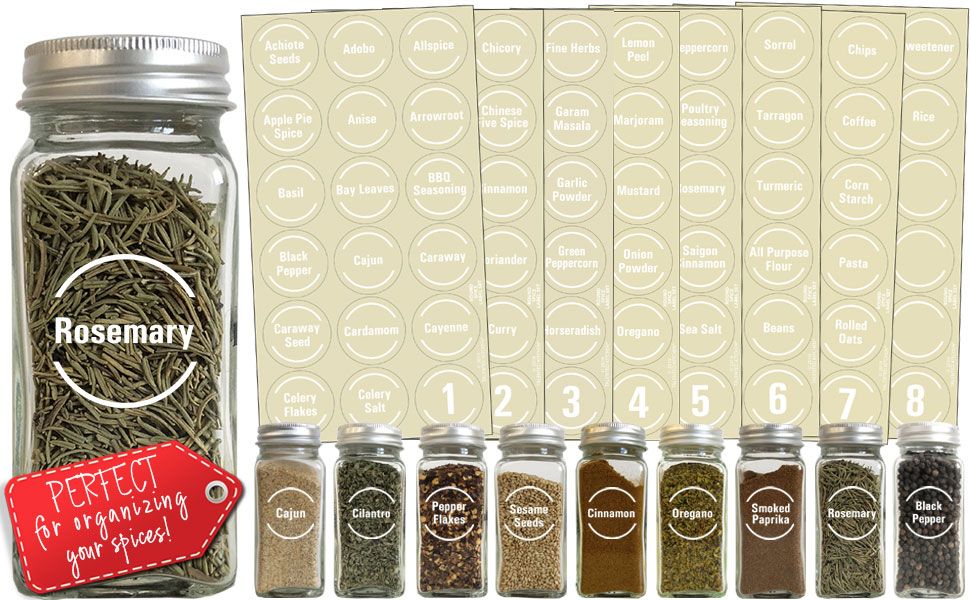144 White Spice Label & Pantry Label Set: 96 Spice Names + 30 Pantry Ingredients + 9 Blank Write-... | Amazon (US)
