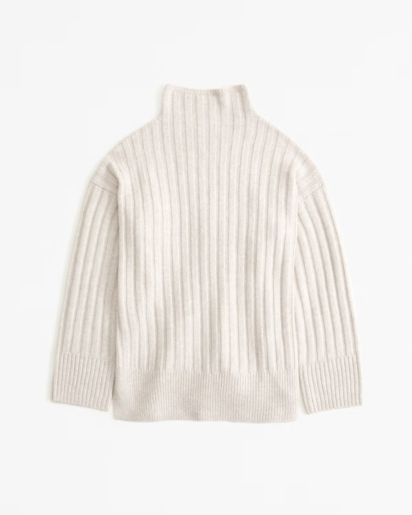 Women's Long-Length Ribbed Funnel Neck Sweater | Women's Clearance | Abercrombie.com | Abercrombie & Fitch (US)