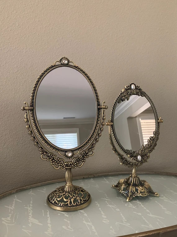 French Antique Style Brass Vanity Swivel Mirror Standing - Etsy | Etsy (US)