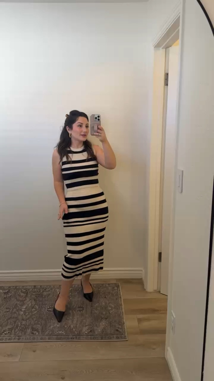 The quality of this striped set is amazing!! Size small color apricot black (5'0" 140lbs)

#LTKPetite #LTKWorkwear #LTKFindsUnder50