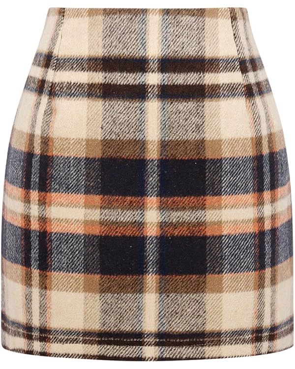 IDEALSANXUN Womens High Waist Plaid Skirt Bodycon Pencil Wool Mini Skirts | Amazon (US)