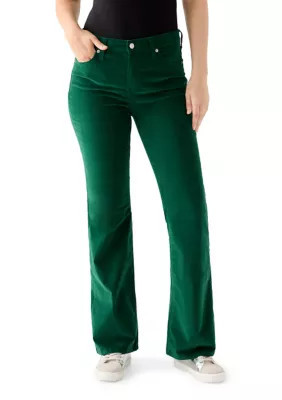 Crown & Ivy Women's Flare Leg Corduroy Pants, Green, 10 | Belk
