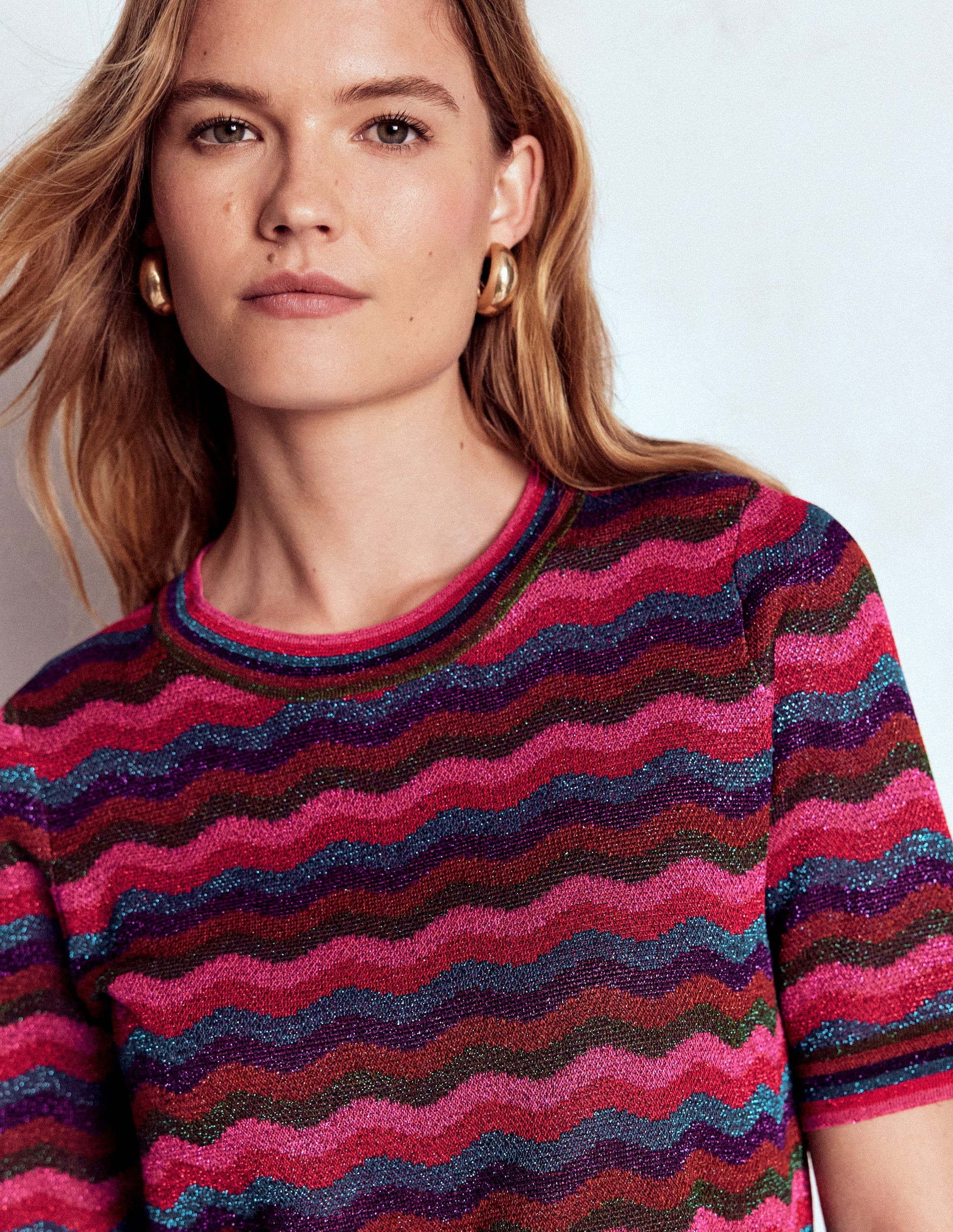 Jacquard Knitted T-Shirt-Multi | Boden (US)