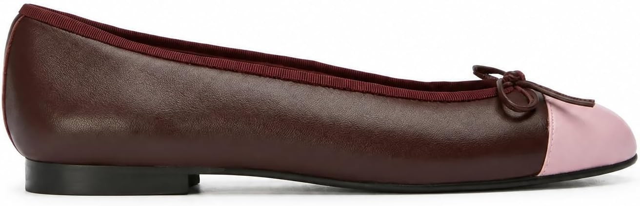 Women's Ballet Flats Cap Toe Bow Slip on Flat Shoes Two Tone Round Toe Faux Leather Casual Work Dress Flats for Everyday Wear | Amazon (US)