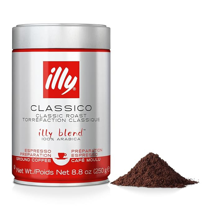 illy Classico Espresso Ground Coffee, Medium Roast, Classic Roast with Notes of Chocolate & Caram... | Amazon (US)