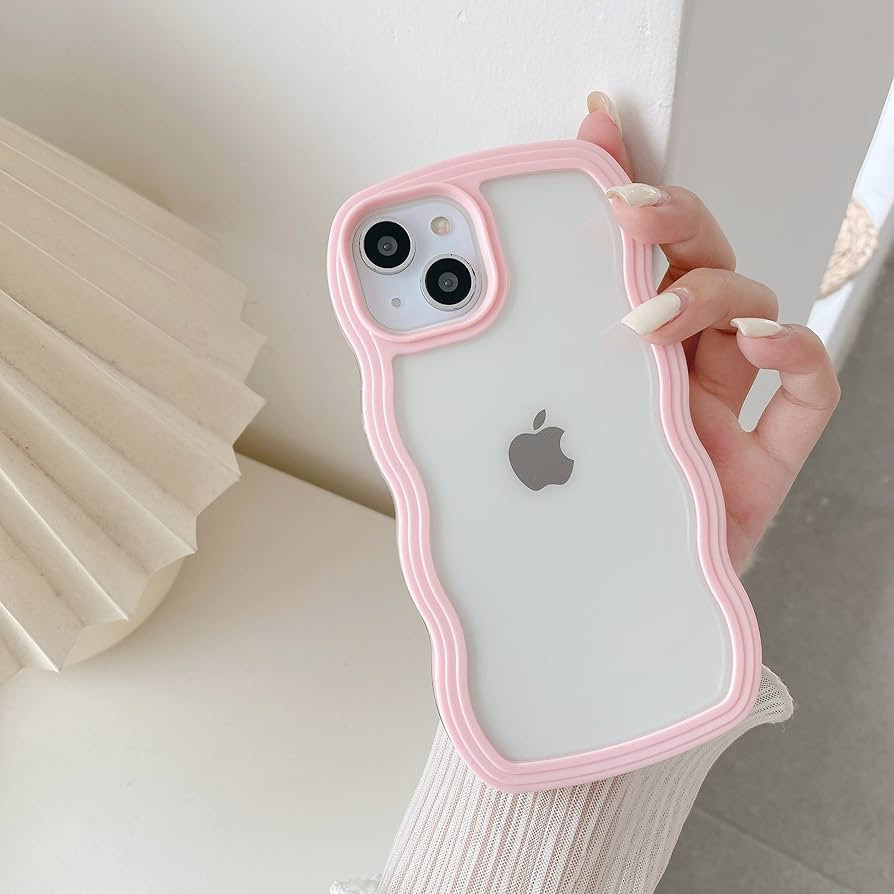 QLTYPRI Compatible with iPhone 15 Plus Case, Cute Curly Wave Frame Clear Case for Girls Women, Tr... | Amazon (US)