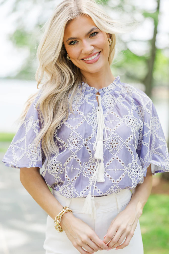 Talk It Through Lavender Embroidered Blouse | The Mint Julep Boutique