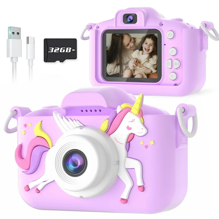 Seckton Upgrade Kids Camera with Cute Silicone Cover, Toy Cameras for Girls Age 3-10 Christmas Bi... | Walmart (US)