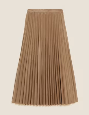 Suedette Pleated Midi Skirt | M&S Collection | M&S | Marks & Spencer (UK)