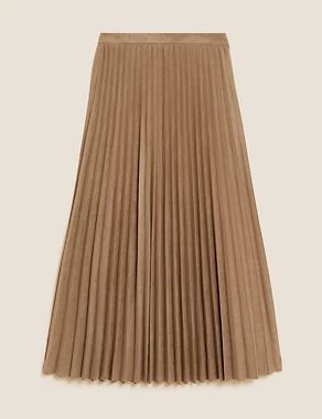 Suedette Pleated Midi Skirt | M&S Collection | M&S | Marks & Spencer (UK)