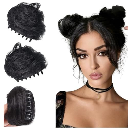2Pcs Mini Claw Clip Space Bun Hair Pieces Extensions Wig Messy Cat Ears Synthetic fake bun Hairpieces Synthetic Donut Wig Women Girls Hair Accessory | Amazon (US)