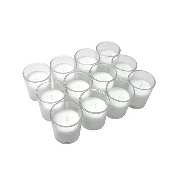 Mainstays Unscented Filled Votive Glass Candles, White, 12-Pack | Walmart (US)